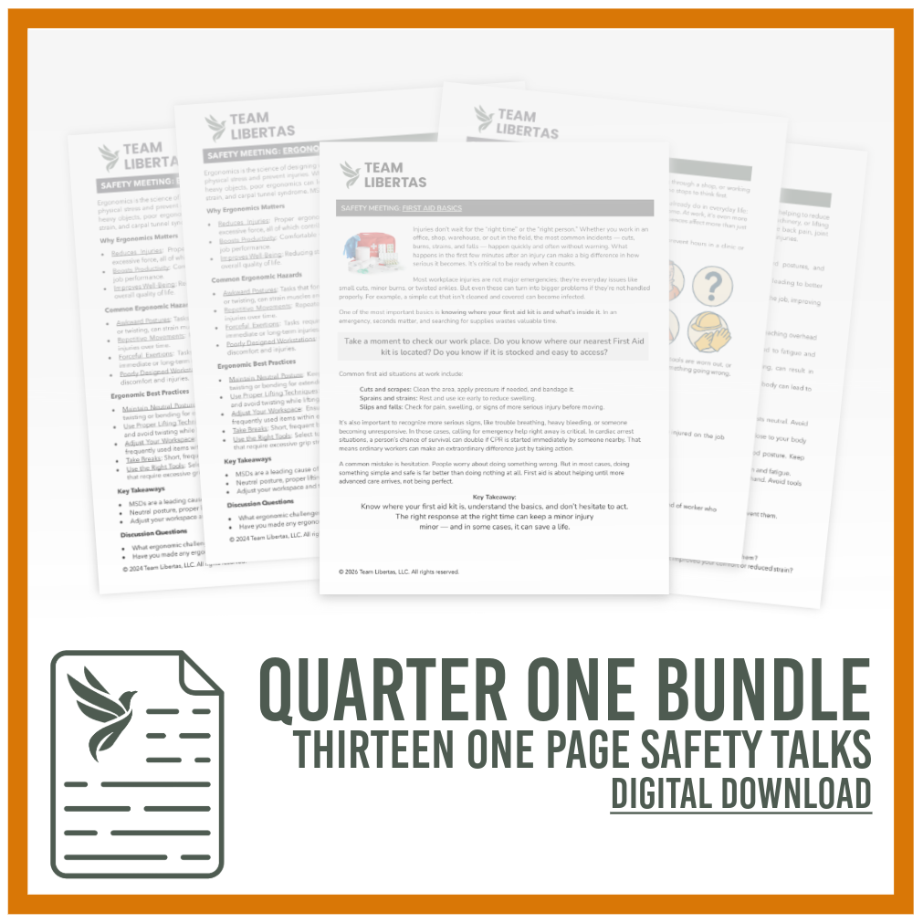 Safety Meeting Topics (Toolbox Talks) - Quarter 1 Bundle (13 Topics)