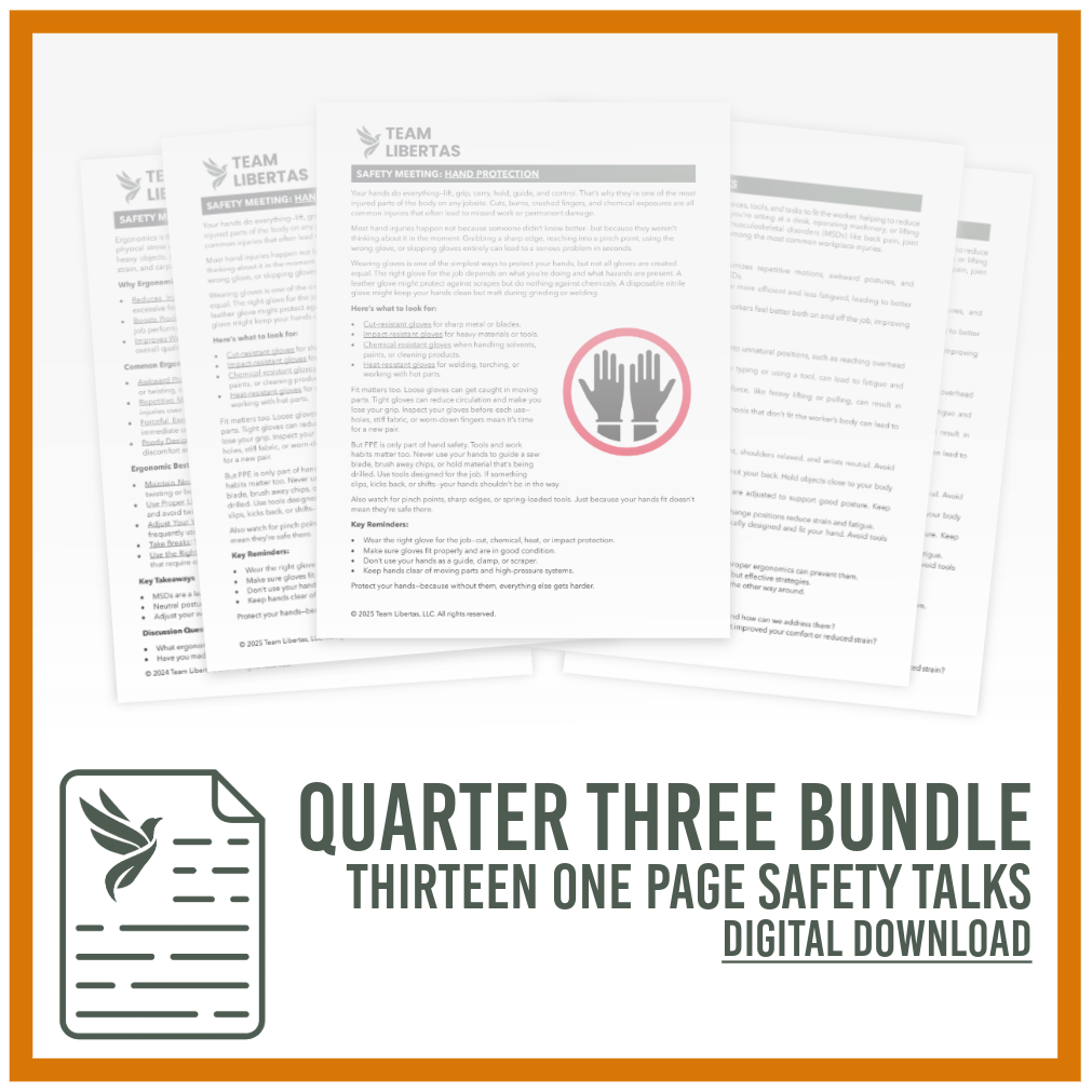 Safety Meeting Topics (Toolbox Talks) - Quarter 3 Bundle (13 Topics)