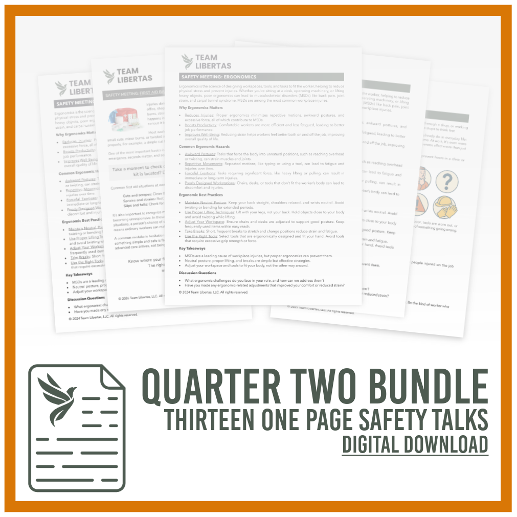 Safety Meeting Topics (Toolbox Talks) - Quarter 2 Bundle (13 Topics)